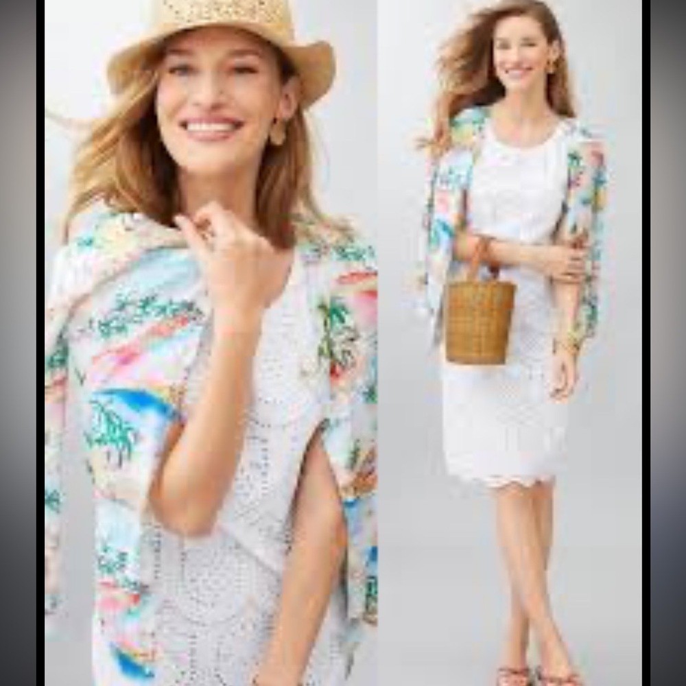 Talbots white Embroidered EYELET PINEAPPLE dress